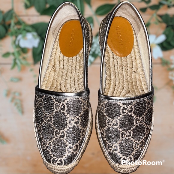 Gucci GG Signature Heritage Logo Canvas Espadrilles SZ 35 - Picture 9 of 16